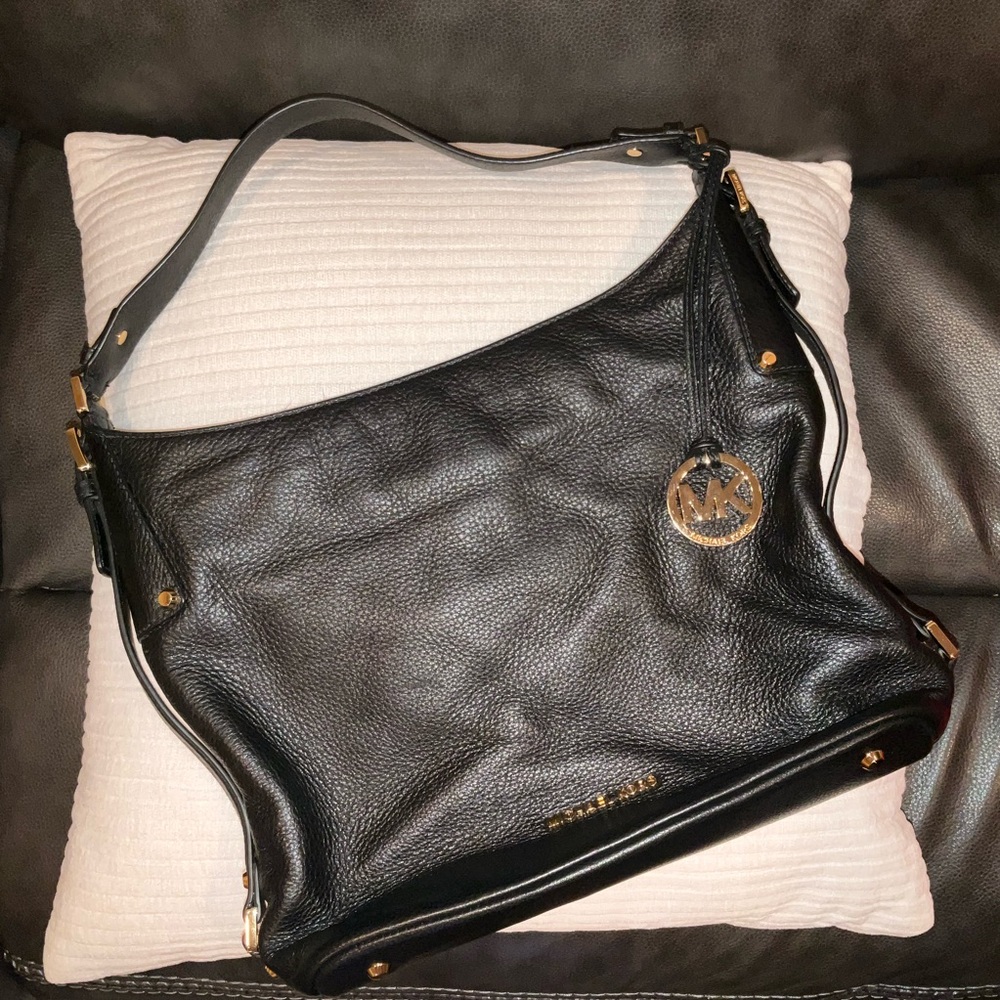 Michael Kors Black Leather Bedford Belted Shoulder Hobo Bag